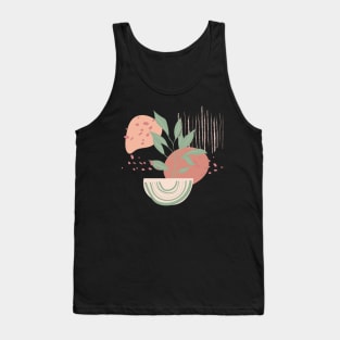 Abstract shapes lines and plant leaves digital design illustration Tank Top